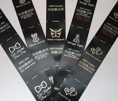 $3.69 • Buy Sew In Clothing Garment Label Craft Business Handmade Bespoke Black Satin