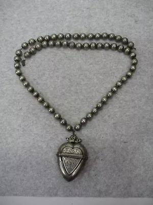 Vtg Sterling Silver 925 Mexican Bench Work Beaded Necklace Victorian Pendant • $201