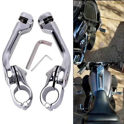 Chrome Long Highway Foot Pegs Clamp For Harley Road King Street Glide 1-1/4  Bar • $36.61