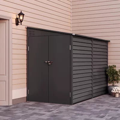 9FT Garden Garage Storage Shed Steel Frame Storage Bike Tool Shed Double Door UK • £315.95