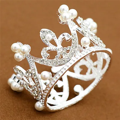 £2.13 • Buy Wedding Bridal Crown Jewelry Pearl Queen Princess Crown Crystal Hair Accessor;;b