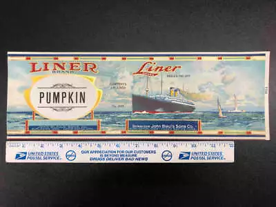 Liner Brand Blauls Sons Co Iowa Canned Pumpkin Label Steamer Ship AA54133 • $16.75