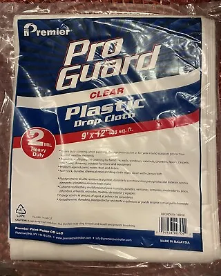$8.25 • Buy Premier Pro Guard  Heavy Duty 2MIL 9’ X 12’ Clear Plastic Drop Cloth