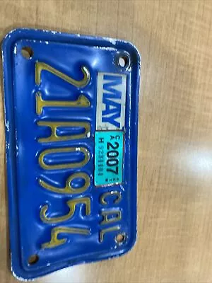 Vintage California Blue Yellow Motorcycle License Plate 2007 • $20
