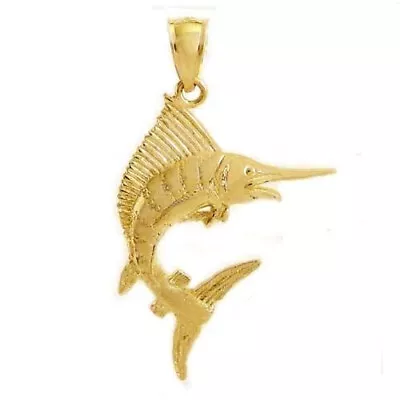 $129.99 • Buy New 14k Gold Marlin Fish Pendant Charm