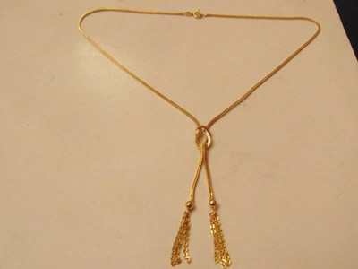 £475 • Buy Vintage Solid 18ct Gold Herringbone Knot Tassel Chain Necklace 17 Inch 7.2g