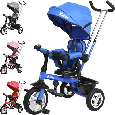 Kiddo Baby Kids 4in1 Tricycle Bike Ride On Trike Stroller 3 Wheels Canopy Brake • £79.99