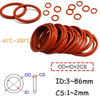 $3.91 • Buy Metric Silicone Seal O Rings O-Rings O Ring-3~86mm ID X 1~2mm CS Food Grade 200℃