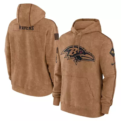 Men's Baltimore Ravens Brown 2023 Salute To Service Club Pullover Hoodie • $62.99