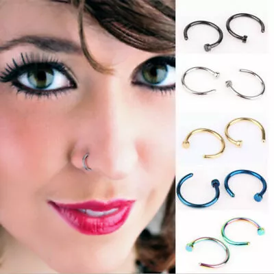 $3.75 • Buy Unisex Small Fake Nose Ring Ear Lip Body Piercing Jewellery Silver Gold Black 