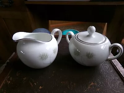 Vtg (1950's) Vita Craft Bavaria Germany China Sugar & Creamer Greenbriar White • $16.34