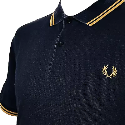 Fred Perry M3600 Polo - Navy/ Caramel - Size XL - Scooter Mod Casuals Workwear • £0.99