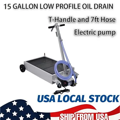 $339.99 • Buy 15 Gallon Oil Drain Pan Truck Low Profile W/Electric Pump 4 Wheel For Oil Change