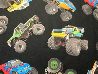 Monster Trucks In Motion Black Cotton Fabric Fq  • $4.85