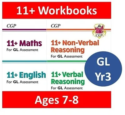 11+ CGP 11 Plus GL Practice Books With Assessment Tests - Ages 7-8 (Year 3) • £8.97