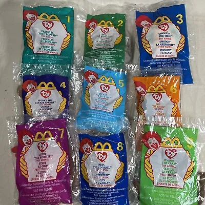 McDonalds 1999/1993 TY Teenie Beanie Babies Set Of 9 (1-9) NEW UNOPENED RETIRED • $14.95