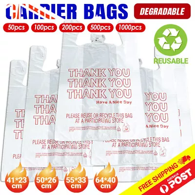 1000X Plastic Shopping Bags - Reusable Recyclable Singlet Eco Grocery Carry Bag • $179.99