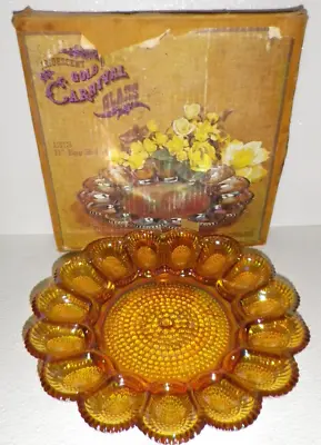 Gold Carnival Glass Egg Plate Vintage Depression Deviled Eggs In Box Iridescent • $20