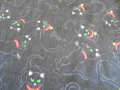$12.99 • Buy Vintage Black W Green Eyed Cats Fabric Hallmark Cards Wamsutta Cotton