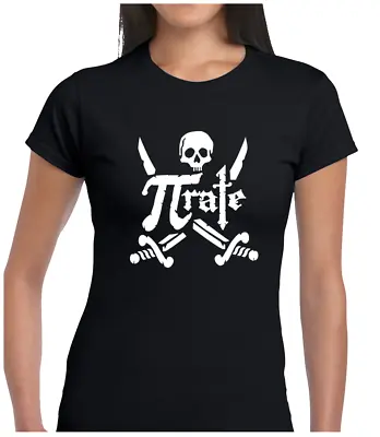 Pi-rate Ladies T Shirt Funny Joke Maths Pirate Design Science Novelty Cool Top • £7.99