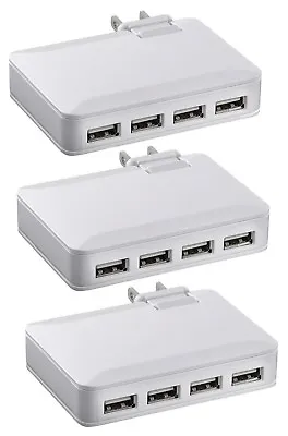3-PAK NEW Insignia 4-Port USB Wall Charger 4.2A 21W White Universal Folding Plug • $14.20