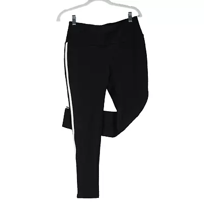 Chicos Leggings Womens Size 0 S Black With White Stripe Chevron Textured Fabric • $17.77