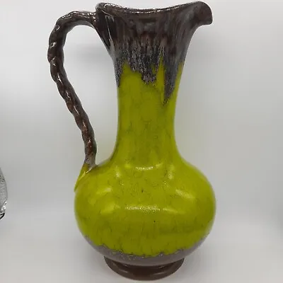 Vintage  West German Jug Vase  By Jasba No902 72 28 Rare Lime Green Fat Lava • £45