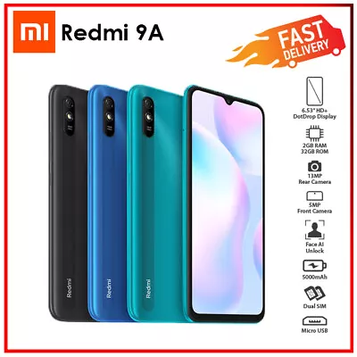 $149 • Buy Xiaomi Redmi 9A Grey Blue Green 2GB+32GB Dual SIM Android Mobile Phone(Unlocked)