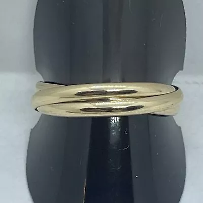 9ct Yellow Gold 3 Band Russian Wedding Ring. Engraved “Live Love Laugh” Size Q • £145