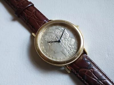 Stauer 1921 Morgan Silver Dollar Swiss Quartz Watch Model 18294 • $129