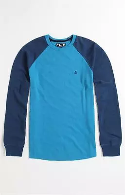 Volcom Stone Colorblock Raglan Mens Blue Aqua Thermal Shirt T-Shirt New NWT • $24.99