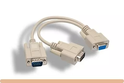 6 Inch RS-232 DB9 Female To Male X 2 Splitter Cable 10D1-073HF • $5.99