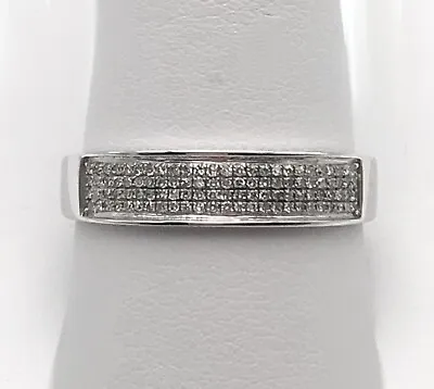 10k White Gold Band With 0.25cts Micropave Diamonds   Size: 11 • $245