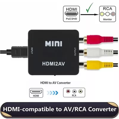 HDMI To RCA AV Adapter HD 1080P Converter Composite Cable CVBS 3-RCA Audio Video • $10.59