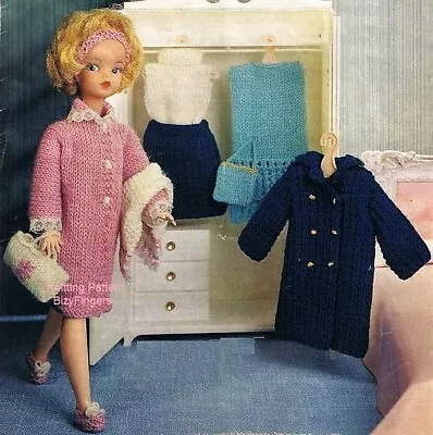 £1.99 • Buy KNITTING PATTERN Teenage Dolls Clothes Sindy Barbie 4ply 12  Coat Bags Dress Top