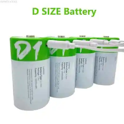 1-10PCS USB Rechargeable D Size Batteries LR20 1.5V 12000mWh W/ Type-C Cable • $19.99