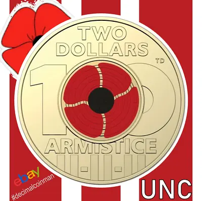 $24.99 • Buy 🔴 1 X UNC 2018  ARMISTICE RED POPPY  - Remembrance $2 Two Dollar Coin