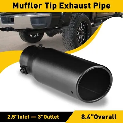 Car Exhaust Tip MAX2.5'' Inlet Black Coated Stainless Steel Muffler Pipe Bolt On • $25.64
