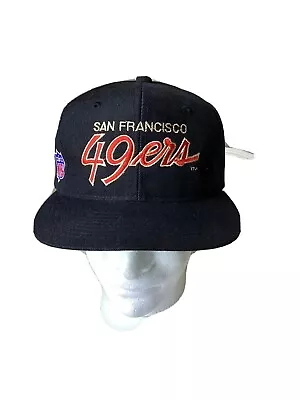 Vintage Black San Francisco 49ers Wool SnapBack Hat Cap Rare • $349