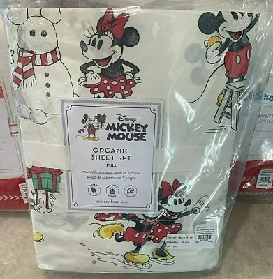 Pottery Barn Kids Teen Disney Mickey Mouse Holiday FULL Sheet Set Christmas  • $189.99