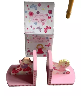 A Pair Of Wooden Sass & Belle Children’s Little Fairy Bookends In Box 12cm High • £6.50