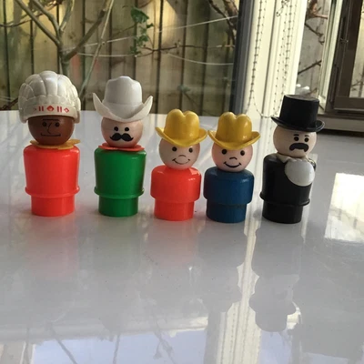 £12.50 • Buy Vintage Fisher Price 5 Little People .American Indian ,Cowboys & Gambler Man
