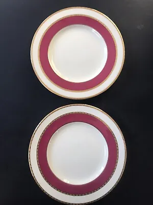 2 Mintons Tiffany & Co 9” Plates Crimson With Gold Bands • $99