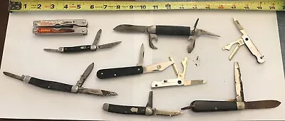 Vintage Pocket Knife Lot 9 Knives Sheffield Imperial Sabre Bassett • $10