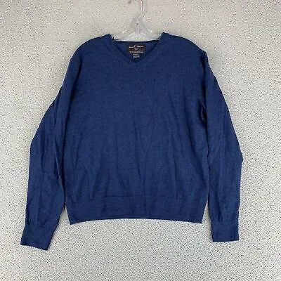 Black Brown 1826 Pullover Sweatshirt Mens XL Blue Knit V-Neck Long Sleeve • $11.37