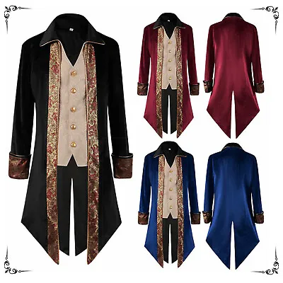 Men's Medieval Gothic Steampunk Tailcoat Tuxedo Frock Coat For Halloween Costume • $59.19