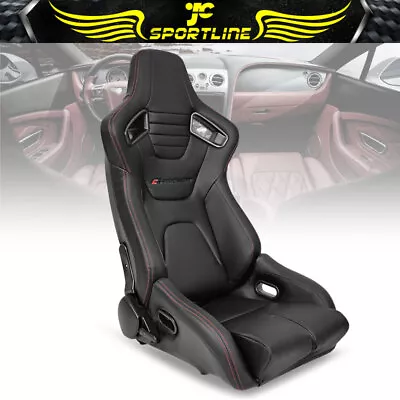 Bucket Racing Seat Universal Reclinable Right Side Dual Slider Black PU Leather • $269.85