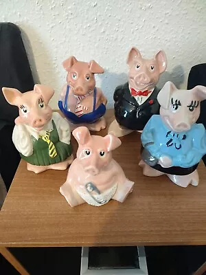 WADE NatWest Full Set Of 5 Money Box Pigs Used Slight Damage • £40