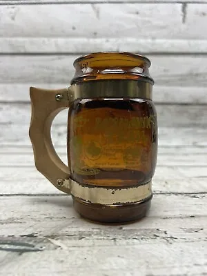 Vintage Mohawk Trail Massachusetts Travel Souvenir Graphic Amber Glass Mug Cup • $16