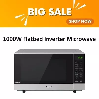 Panasonic 27L Flatbed Inverter Microwave Larger Cooking Area 16 Programs 1000W • $351.24